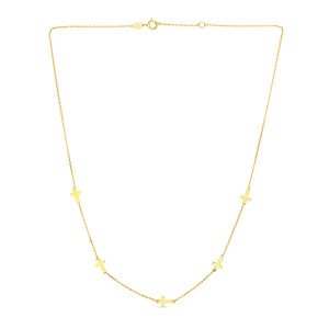 Unbranded 66036-17 14k Yellow Gold Chain Necklace With Cross Stations 