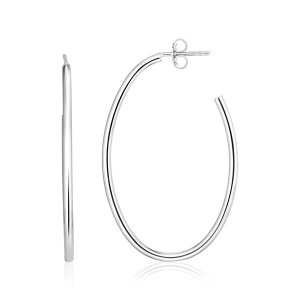 Unbranded 78572 Sterling Silver Polished Oval Hoop Earrings