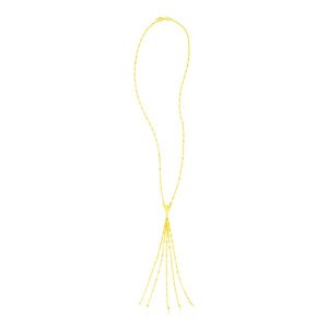 Unbranded 87960-17 14k Yellow Gold Five Strand Tassel Lariat Necklace 