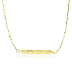 Unbranded 35232-18 14k Yellow Gold Textured Bar Style Chain Necklace S