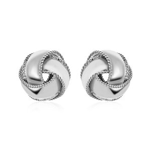 Unbranded 36565 Textured And Polished Love Knot Earrings In Sterling S