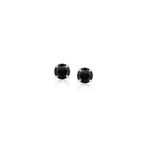 Unbranded 30621 14k White Gold Stud Earrings With Black 4mm Cubic Zirc