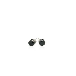 Unbranded 30621 14k White Gold Stud Earrings With Black 4mm Cubic Zirc