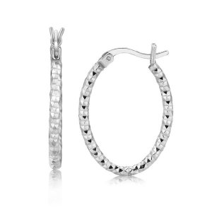 Unbranded 40400 Sterling Silver Hoop Diamond Cut Texture Earrings With