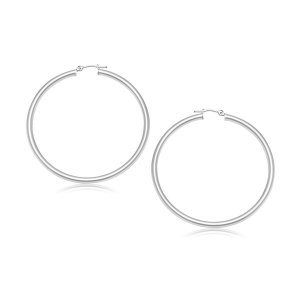 Unbranded 38903 10k White Gold Polished Hoop Earrings (30 Mm)