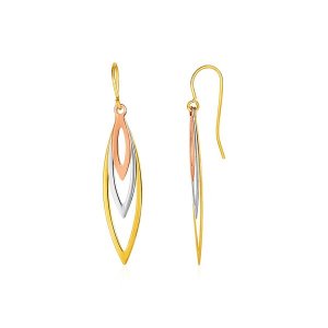 Unbranded 37804 Tri-tone Graduated Open Marquise Earrings In 10k Yello