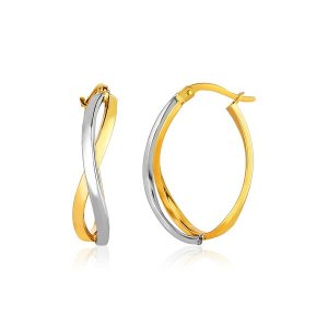 Unbranded 69834 14k Two-tone Gold Twisted Style Polished Hoop Earrings