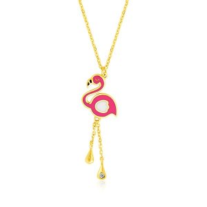 Unbranded 64761-14 14k Yellow Gold Childrens Necklace With Enameled Fl