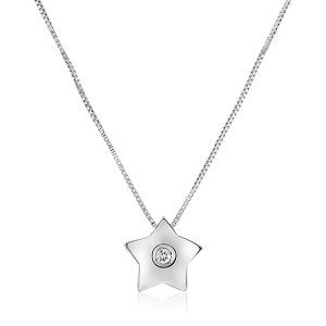 Unbranded 30466-18 14k White Gold Necklace With Gold And Diamond Star 