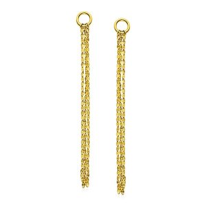 Unbranded 85976 14k Yellow Gold Post Earrings With Texture Chain Dangl