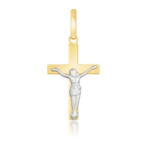 Unbranded 43502 14k Two Tone Gold Crucifix Motif Pendant