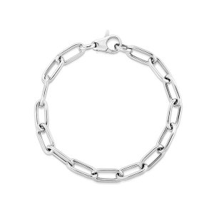 Unbranded 93939-7.5 Sterling Silver Wide Paperclip Chain Bracelet Size