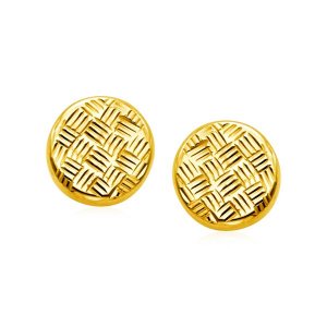 Unbranded 86969 14k Yellow Gold Post Earrings With Textured Circles