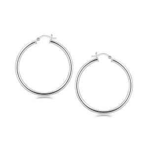 Unbranded 03004 Sterling Silver Rhodium Plated Large Polished Classic 