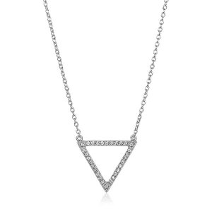 Unbranded 49860-18 Sterling Silver Triangle Necklace With Cubic Zircon