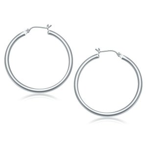 Unbranded 47361 14k White Gold Polished Hoop Earrings (40 Mm)