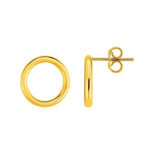 Unbranded 08897 Open Circle Post Earrings In 14k Yellow Gold