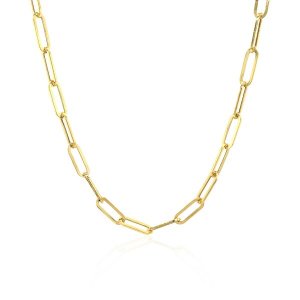 Unbranded 92376-16.25 14k Yellow Gold Wide Paperclip Chain (3.3mm) Siz