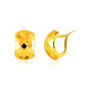 Unbranded 05072 14k Yellow Gold Geometric Texture Earrings