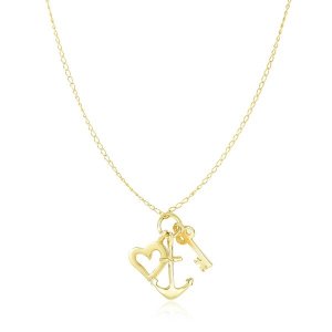 Unbranded 04473-18 14k Yellow Gold Anchor   Heart   And Skeleton Key C