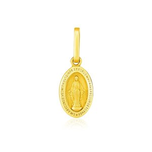 Unbranded 92679 14k Yellow Gold Oval Religious Medal Pendant