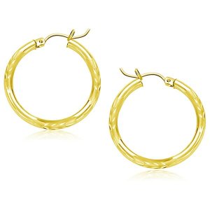 Unbranded 27466 10k Yellow Gold Diamond Cut Hoop Earrings (25mm)