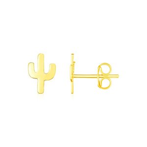 Unbranded 53028 14k Yellow Gold Petite Cactus Earrings