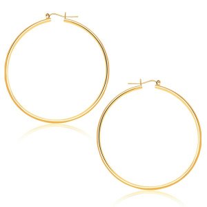 Unbranded 47749 14k Yellow Gold Polished Hoop Earrings (45 Mm)