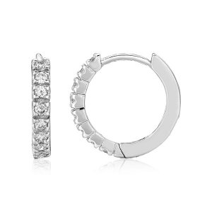 Unbranded 63085 Sterling Silver Hoop Earrings With Cubic Zirconias