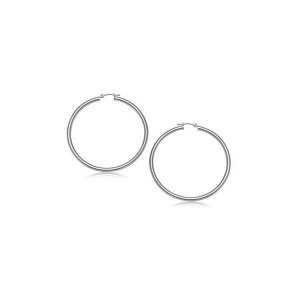 Unbranded 67432 10k White Gold Polished Hoop Earrings (15 Mm)