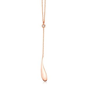 Unbranded 44497-18 14k Rose Gold Teardrop Lariat Necklace With Diamond