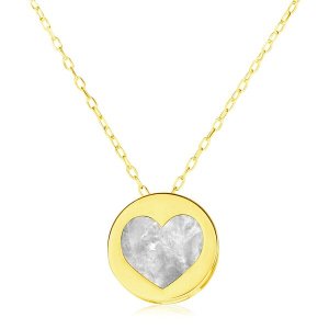 Unbranded 55939-16 14k Yellow Gold Necklace With Heart In Mother Of Pe