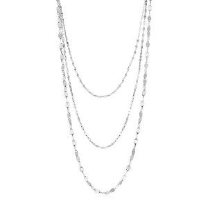 Unbranded 72766-16 Sterling Silver Three Strand Marina Link Necklace S