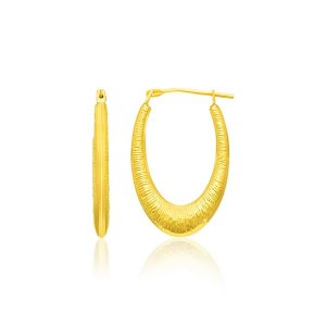 Unbranded 84553 14k Yellow Gold Hoop Earrings In A Graduated Texture S