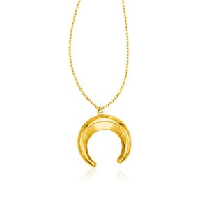 Unbranded 65016-17 14k Yellow Gold 17 Inch Necklace With Domed Moon Mo