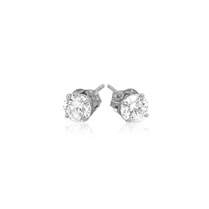 Unbranded 66576 14k White Gold 4mm Faceted White Cubic Zirconia Stud E