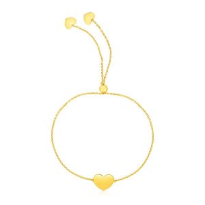 Unbranded 67077-9.25 14k Yellow Gold Adjustable Heart Bracelet Size: 9