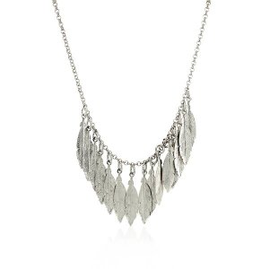 Unbranded 05768-18 Necklace With Multiple Textured Leaf Drops In Sterl