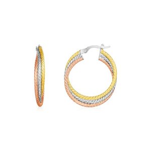 Unbranded 69650 14k Tri Color Gold Three Part Round Hoop Earrings