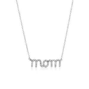 Unbranded 09778-18 Sterling Silver Mom Necklace With Cubic Zirconias S