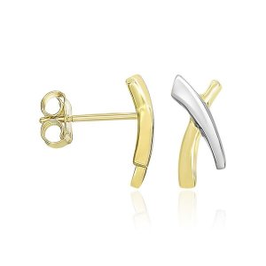 Unbranded 07130 14k Two-tone Gold Asymmetrical X Style Earrings