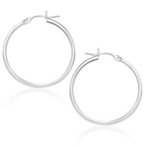 Unbranded 62985 10k White Gold Polished Hoop Earrings (25 Mm)