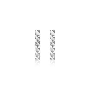 Unbranded 64528 14k White Gold Textured Bar Earrings