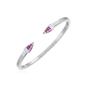 Unbranded 42634 Sterling Silver Spike Cuff Bracelet With Raspberry Cub