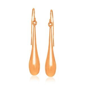 Unbranded 90764 14k Rose Gold Long Polished Teardrop Dangling Earrings