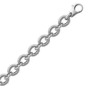 Unbranded 76036-7.5 Sterling Silver Diamond Cut Chain Style  Rhodium P