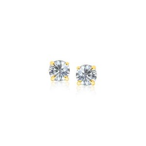 Unbranded 07659 14k Yellow Gold Stud Earrings With White Hue Faceted C