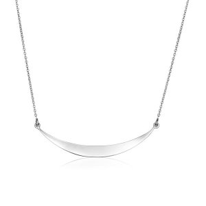 Unbranded 06513-18 Sterling Silver Polished Curve Necklace Size: 18''