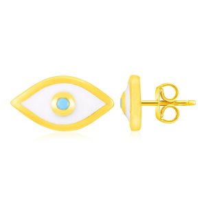 Unbranded 90604 14k Yellow Gold Evil Eye Earrings With Enamel