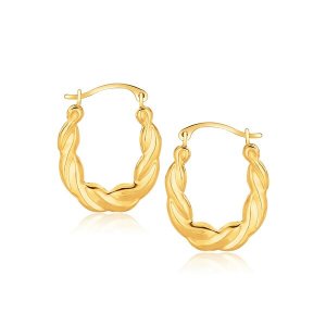 Unbranded 86215 10k Yellow Gold Oval Twist Hoop Earrings